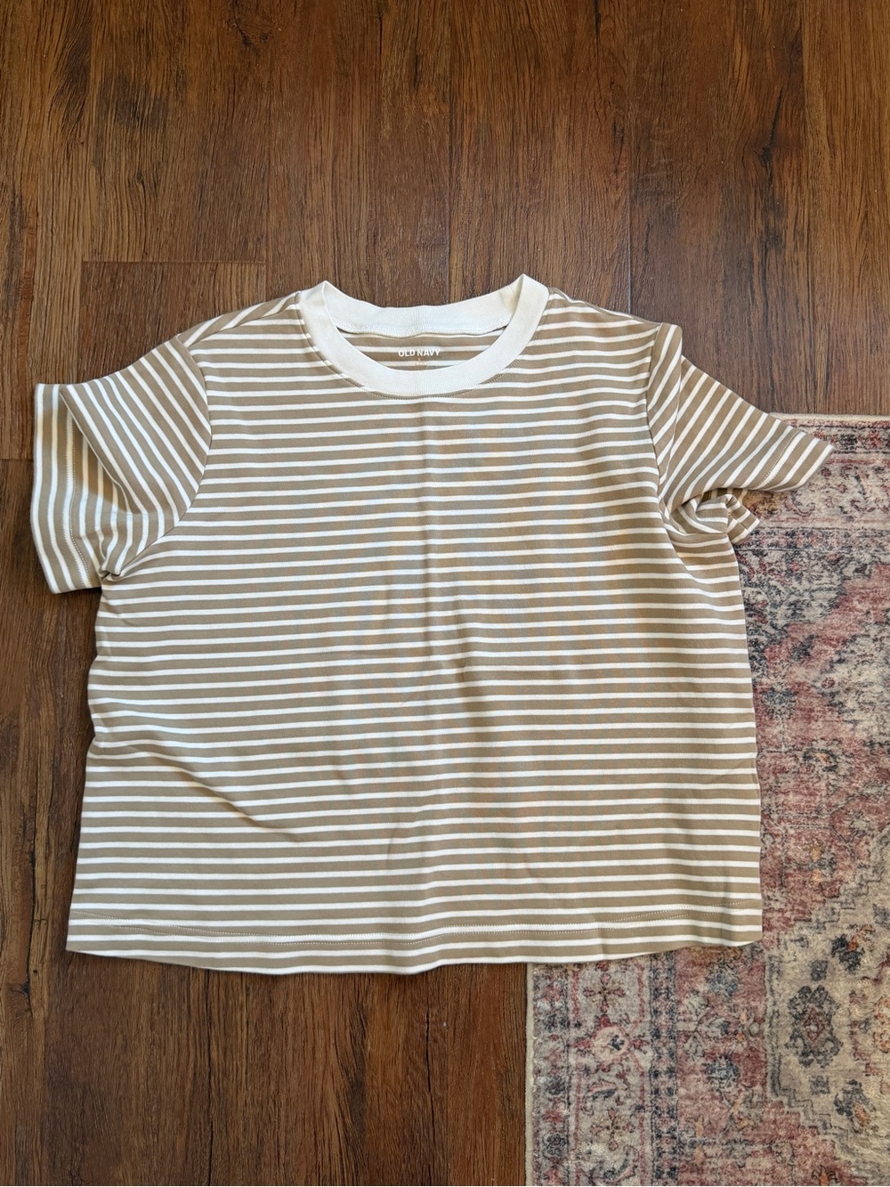 Striped Short-Sleeve Tee - Tan & White